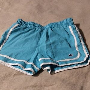 Champion Blue and White Athletic Shorts with Elastic Waistband